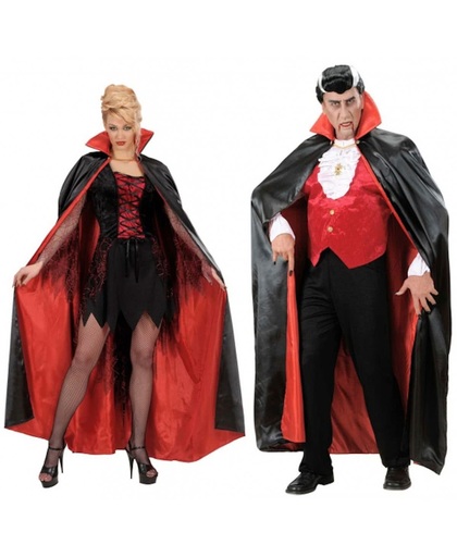 Halloween Satijnen cape zwart/rood