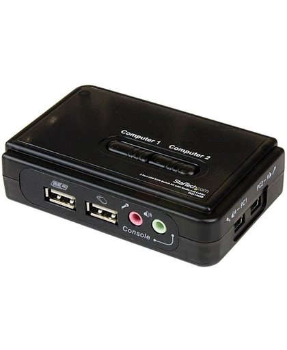 StarTech.com 2-poort USB Zwart met Audio en Bekabeling KVM-switch