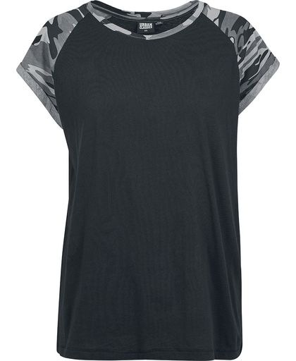 Urban Classics Ladies Contrast Raglan Tee Girls shirt zwart/donker camo