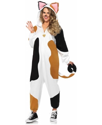 Cozy Calico Cat Onesie kostuum dames - Leg Avenue - Meerkleurig - one size