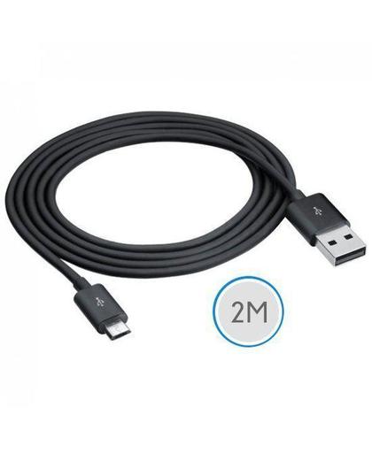 2 meter Micro USB 2.0 oplaad en data kabel voor Samsung M7500 Emporio Armani - zwart
