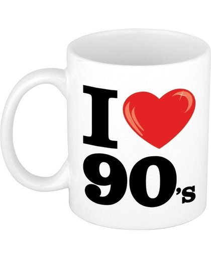 I Love 90's koffiemok / beker 300 ml - Cadeau Nineties liefhebber