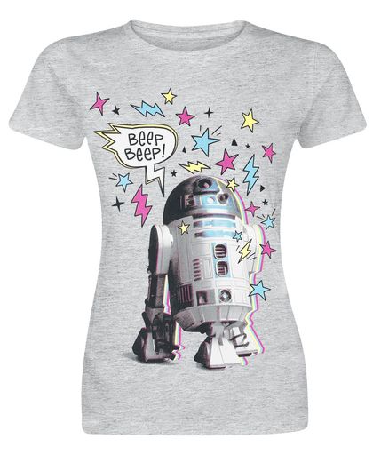 Star Wars Episode 4 - Eine Neue Hoffnung - R2D2 Pop Art Girls shirt grijs gemêleerd
