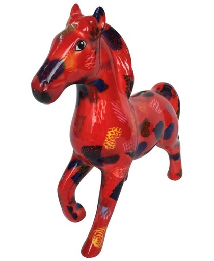 Pomme Pidou spaarpot paard Lucky - Uitvoering - Rood met harten