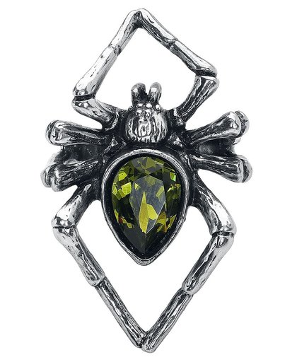 Alchemy Gothic Emerald Venom Ring zilverkleurig