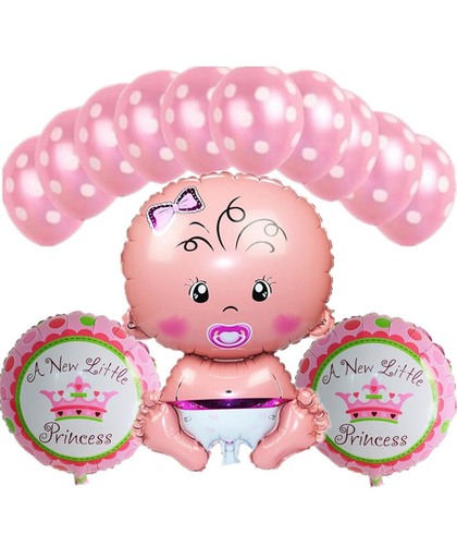 Babyshower Versiering Pakket - Baby Shower Folie Balonnen Set - Geboorte Cadeau Meisje