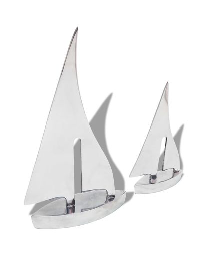 vidaXL Zeilboot decoratie 2 stuks zilver aluminium