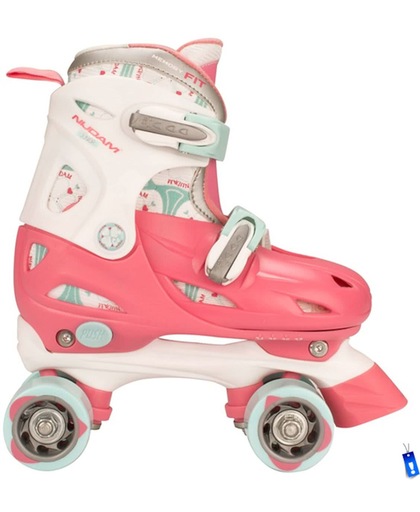 Rolschaatsen Rollerskates - Meisjes Verstelbaar - Roze/Wit/Grijs - Maat 27-30