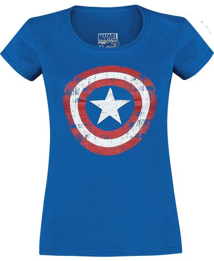 Captain America Cracked Shield Girls shirt blauw