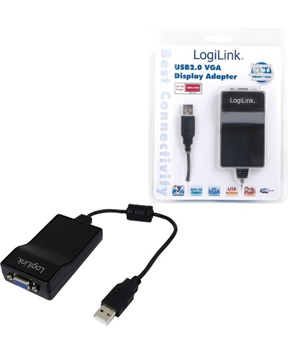 LogiLink UA0076A VGA (D-Sub) USB 2.0 A/M Zwart kabeladapter/verloopstukje