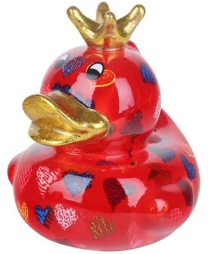 Pomme Pidou spaarpot eend Ducky - Uitvoering - Rood met harten