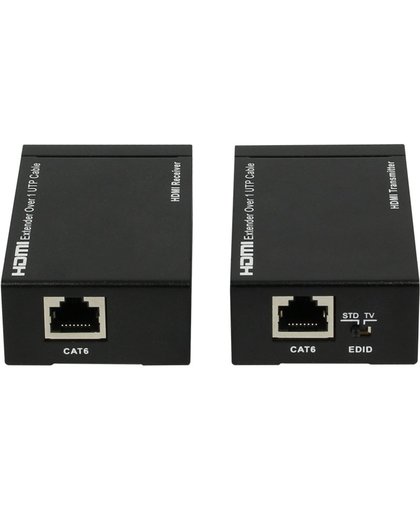 HDMI Extender over enkele 50 meter UTP kabels met Dual IR Controle (zwart)