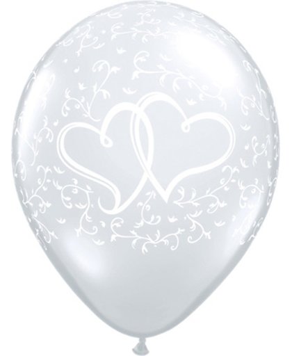 Zilveren Liefde Ballonnen Hartjes 28cm - 50 stuks