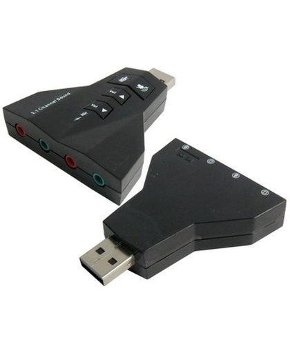 2.1 kanaals USB Externe Sound Adapter (Dubbele USB microfoon, Dubbele USB Headset)(zwart)