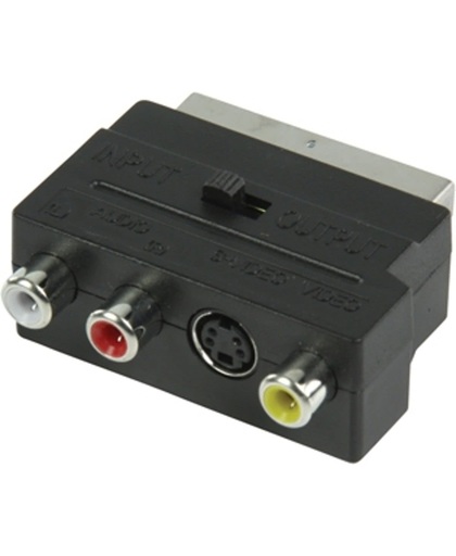 Valueline VLVP31902B Scart Plug (21p aangesloten) SVHS Female + 3x RCA Female Zwart kabeladapter/verloopstukje