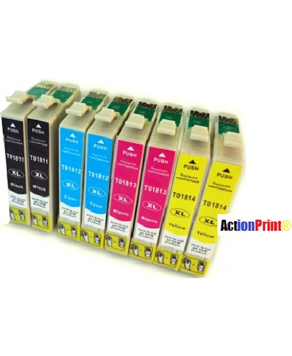 Epson 18 XL/ T1811-1814 Compatible ActionPrint Inktcartridge-set 8pak