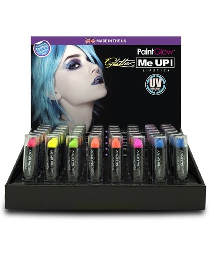 48x UV glitter lipstick 5 gr. assortie in display