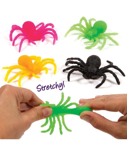 Elastische spinnen - speelgoed/feestartikelen voor kinderen ideaal om cadeau te geven voor Halloween (12 stuks)