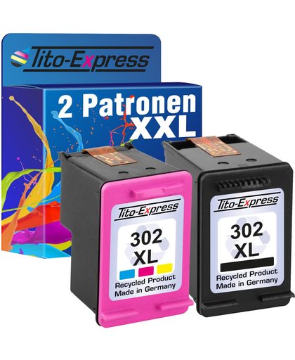 PlatinumSerie® voordeelset 2 Cartridge/Patronen compatibel voor HP 302 XL Black & Color met chip zodat de vulstand het weer doet