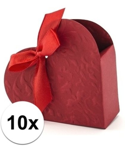 10x bruiloft kado doosjes rood hart - cadeaudoosjes huwelijk