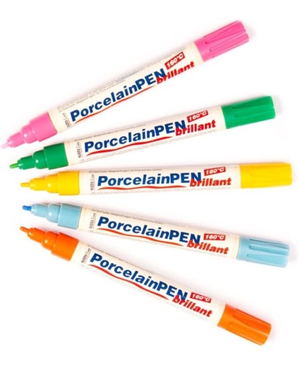 Pennen met glanzende porseleinverf  (Pakket A)