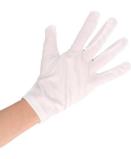 Witte korte Kerstman handschoenen voor volwassenen
