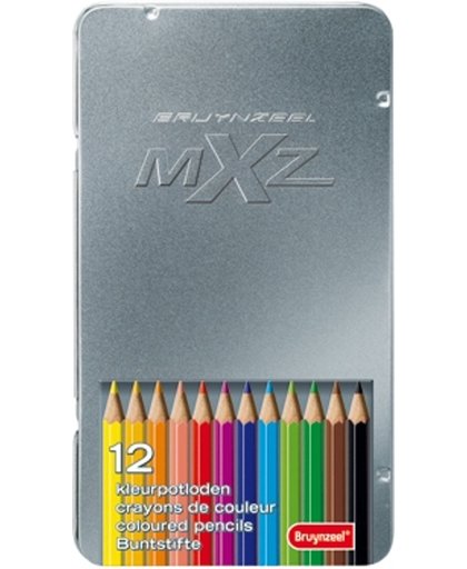 Bruynzeel MXZ BLIK 12 Kleurpotloden + Boek met 72 Mandala’s voor volwassenen.