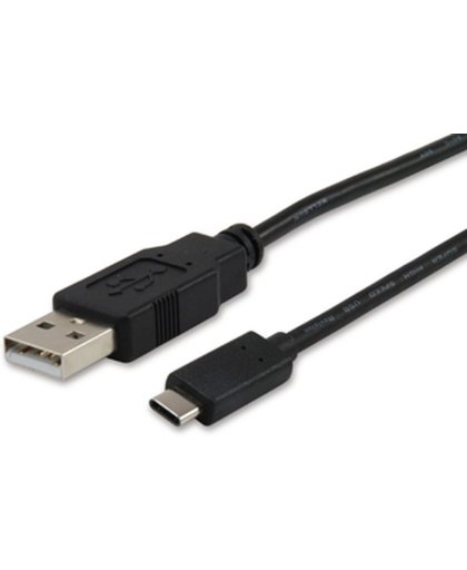 Equip 12888107 1m USB A USB C Mannelijk Mannelijk Zwart USB-kabel