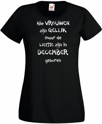 Mijncadeautje - T-shirt - zwart - maat M - Alle vrouwen zijn gelijk - december