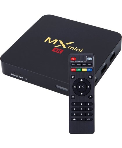 MX-mini Smart TV Box met afstandsbediening, Android 5.1 Amlogic S905 Quad Core 64-bit Cortex-A53 tot 2.0GHz, RAM: 1GB, ROM: 8GB, WiFi (zwart)