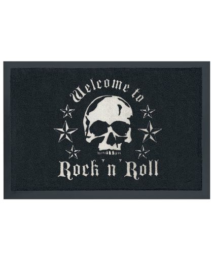 Welcome To Rock &apos;n&apos; Roll Skull Deurmat zwart