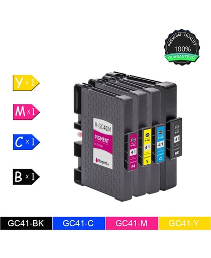 4-Pack GC41 Zwart Cyaan Magenta Geel Inktcartridges Compatible voor Ricoh Aficio SG3110SFNw, SG7100DN, Ricoh SG3120BSFNw