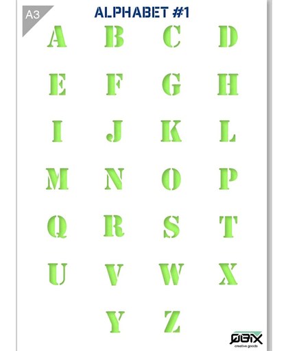 Letter Sjabloon Alfabet Hoofdletters - Kunststof Stencil - A3 42 x 29,7 cm - Letters zijn +- 2,7cm hoog