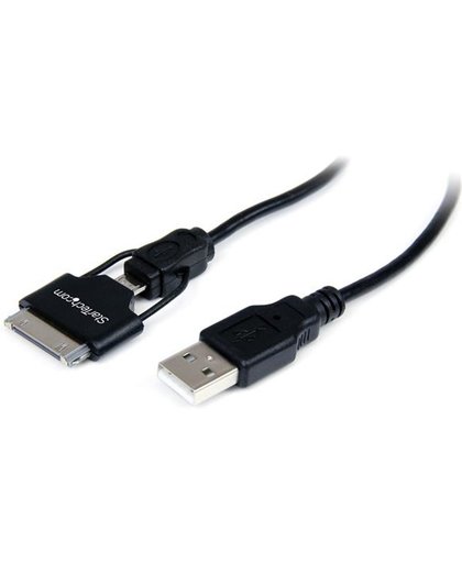 StarTech.com Korte Apple 30-pins Dockconnector of Micro USB-naar-USB-C Maleombokabel 0,65 m voor iPhone / iPod / iPad