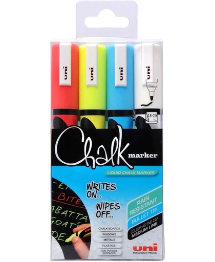 Uni Posca Chalk Marker, 1,8-2,5 mm lijn, 4 assorti