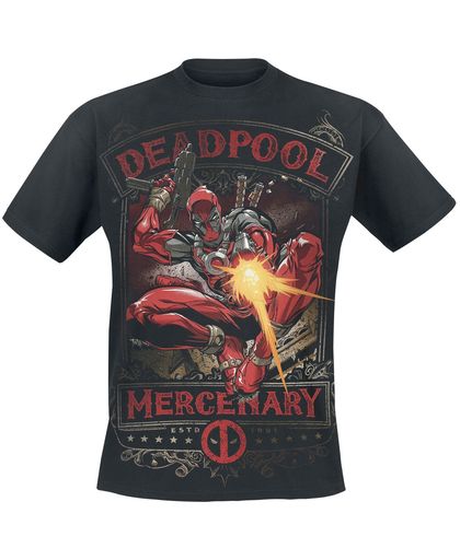 Deadpool Mercenary T-shirt zwart