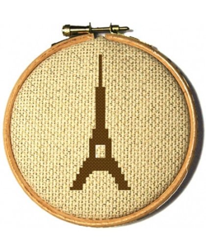 Ornament Borduurpakket Eiffel toren, Parijs - inclusief borduurring, DMC garen, borduurnaald, borduurstramien en vilt om af te werken