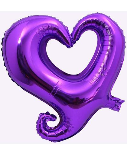 Folieballon Fantasie hart paars 45 cm