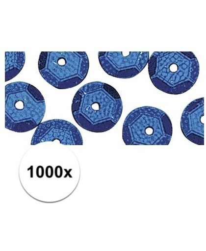1000x Pailletten blauw  6 mm
