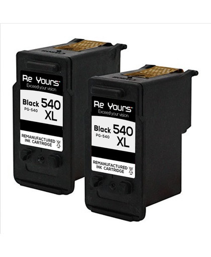 Remanufactured Inktcartridge compatible Canon PG-540XL (Zwart) 2pack met chip inktniveau weergeven