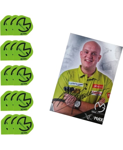 Michael van Gerwen - 5 sets - dartflights - Groen/Zwart met gratis gesigneerde MvG kaart
