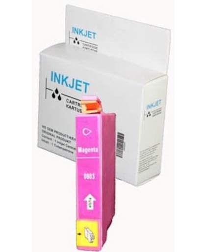 inkt cartridge voor Epson T0803 magenta wit Label|Toners-en-inkt