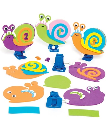 Sets met opwindbare slakken voor kinderen om te ontwerpen, te maken en te versieren. Creatieve lente-foamknutselset voor kinderen (verpakking van 3)
