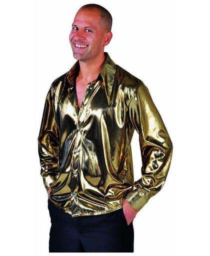 Volwassenenkostuum Disco hemd folie goud metalic maat XXL