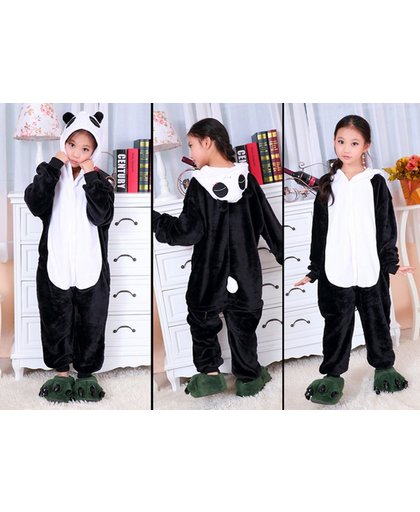 KIMU onesie panda kinder pak kung fu panda zwart wit - maat 146-152 - pandapak jumpsuit pyama