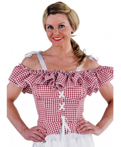 Oktoberfest Tiroler blouse Carmen rood geruit 40 (m)