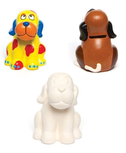 Maak ontwerp je eigen keramische spaarpotten hond - knutselspullen voor kinderen (2 stuks)