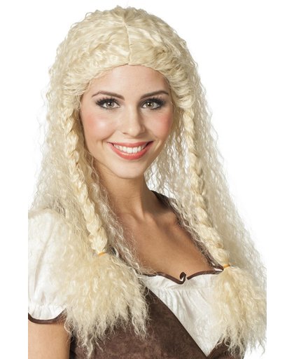 Pruik middeleeuwen blond