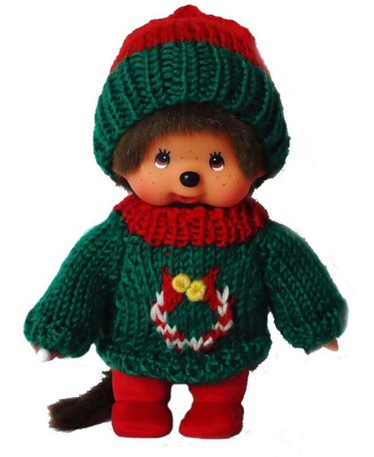 Monchichi jongen met kerstmis sweater