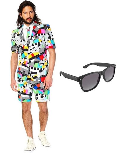 Testbeeld heren zomer kostuum / pak - maat 50 (L) met gratis zonnebril